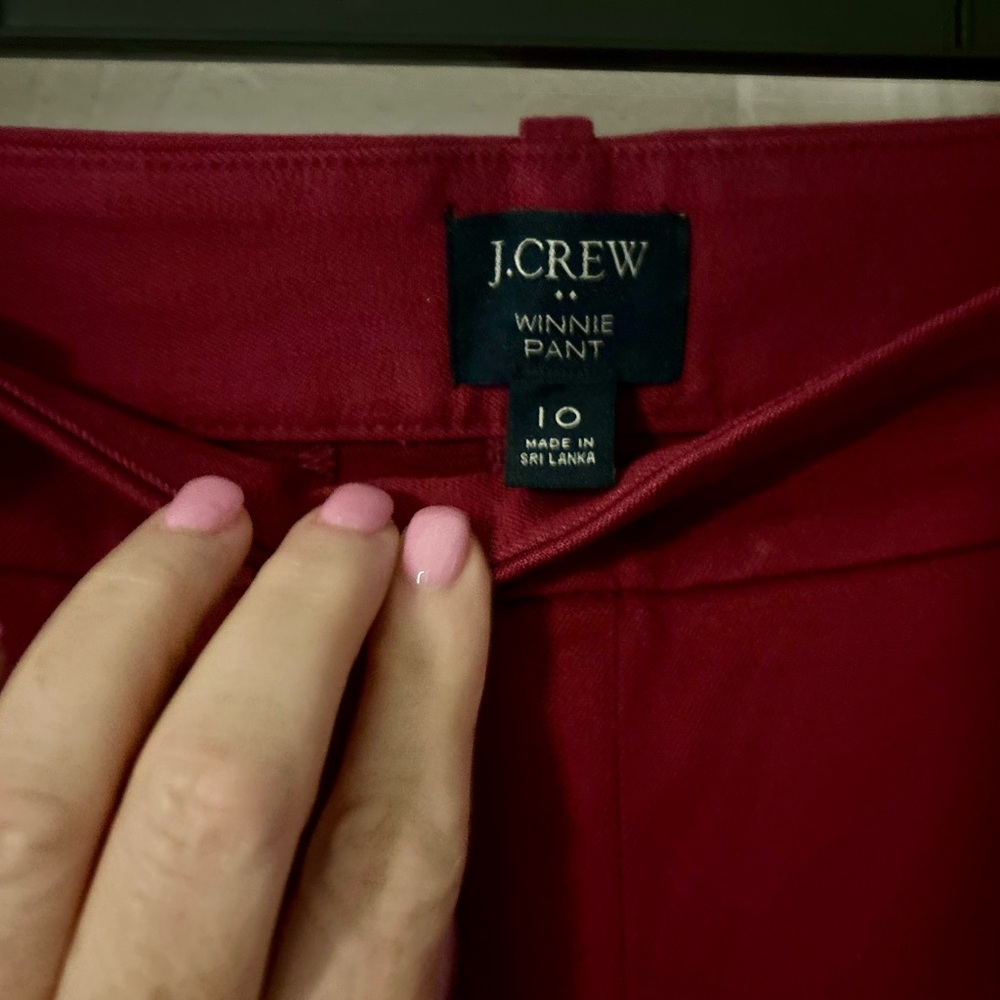 J.Crew Red Winnie Cropped Pants Womem's Size 10